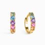 Rainbow Gemstone Huggie Hoop Earrings In Sterling Silver And Gold, thumbnail 7 of 11