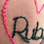Pet Name Hand Embroidered Pink Sweatshirt, thumbnail 2 of 4