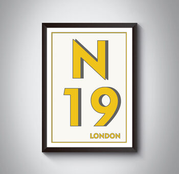 N19 Holloway, Tufnell Park London Postcode Print, 3 of 11