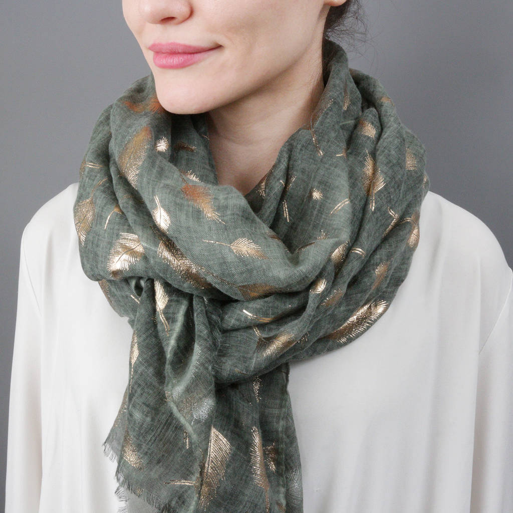 Personalised Rose Gold Feather Print Scarf By Studio Hop ...