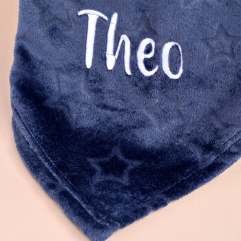 Personalised Fleece Navy Star Baby Blanket, 2 of 7