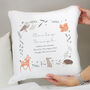 Personalised Woodland Animals New Baby Cushion, thumbnail 3 of 3