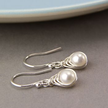 All Wrapped Up White Pearl and Silver Earrings, 2 of 9