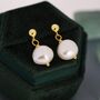 Genuine Baroque Pearl Dangle Stud Earrings, thumbnail 4 of 12