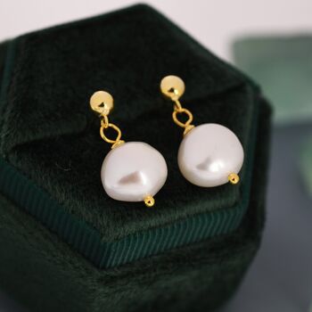 Genuine Baroque Pearl Dangle Stud Earrings, 4 of 12