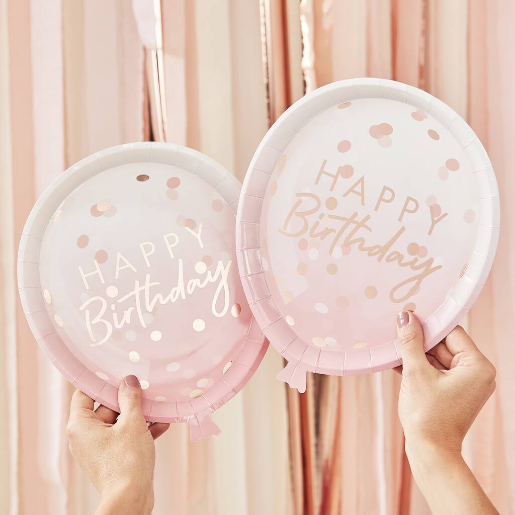 Rose Gold Balloon Shaped Party Paper Plates, 1 of 2