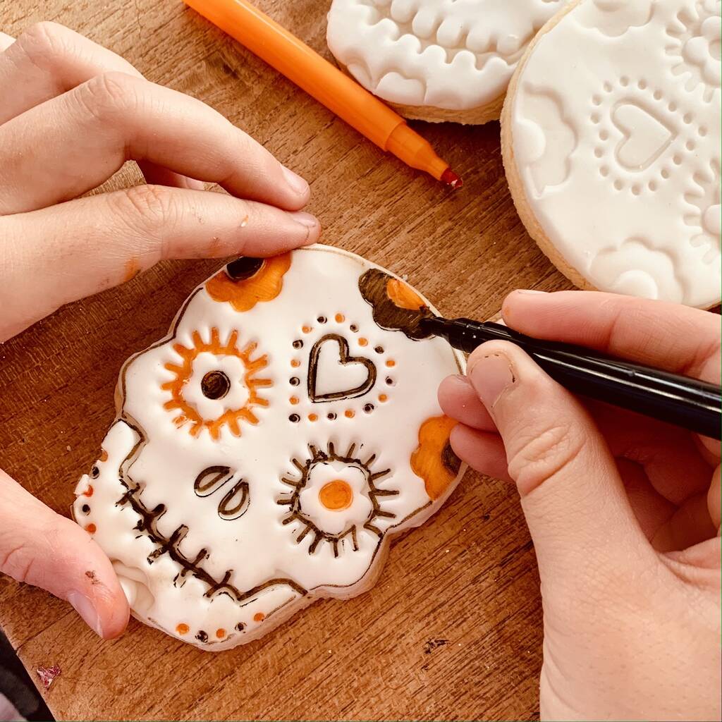 Day Of The Dead Colouring In Halloween Biscuit Set, 1 of 12