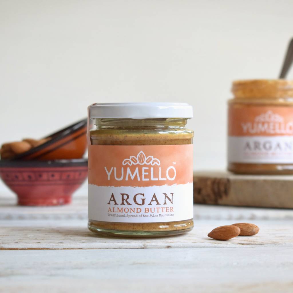 set of two argan and almond nut butter jars by yumello