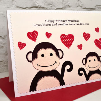 'Monkeys' Personalised Birthday Card From Baby Or Child, 2 of 4