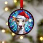 Whippet In Santa Hat Suncatcher Decoration, thumbnail 5 of 6