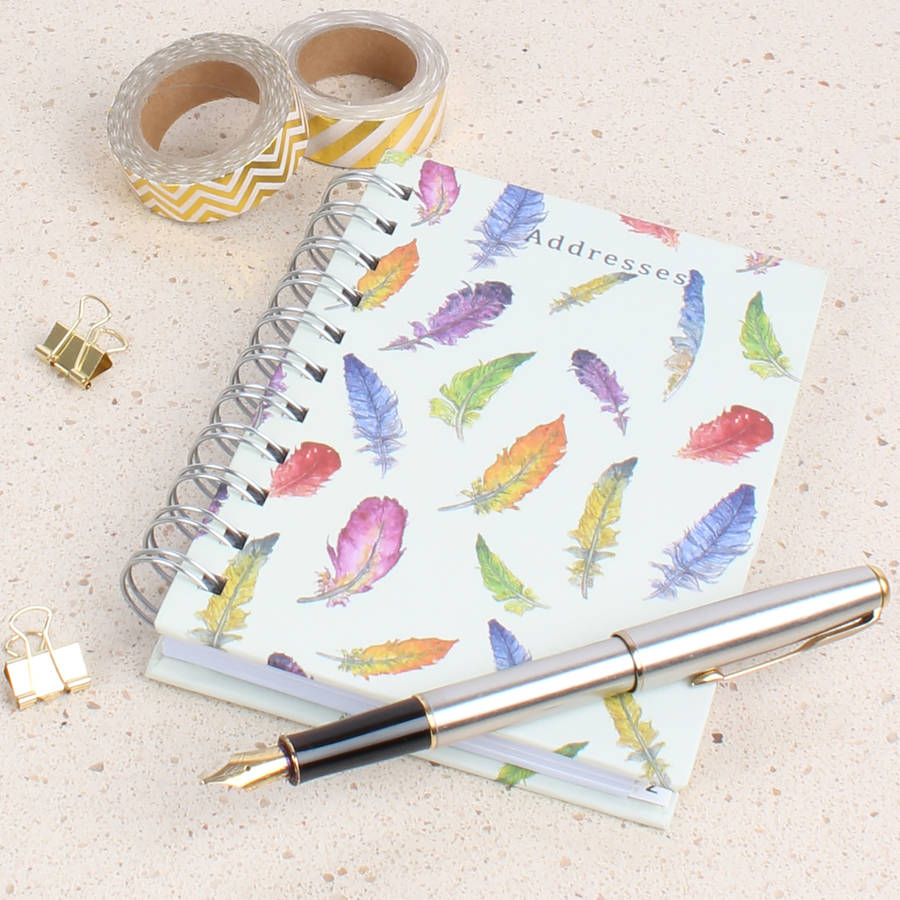 feathers a6 fabric coated address book by milly green