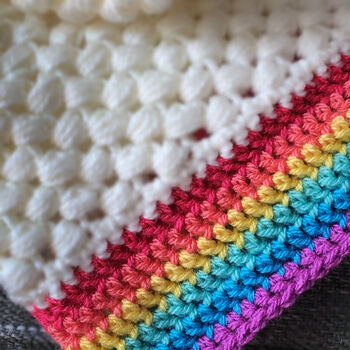 Rainbow Edged Cosy Baby Blanket Crochet Kit, 3 of 4