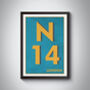 N14 Southgate London Postcode Typography Print, thumbnail 6 of 10