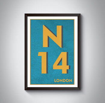 N14 Southgate London Postcode Typography Print, 6 of 10