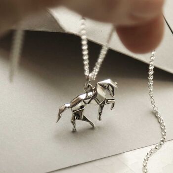 Sterling Silver Origami Horse Necklace, 4 of 7
