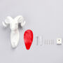 G Decor Ornamental White Animal Heads Resin Wall Hook, thumbnail 6 of 8