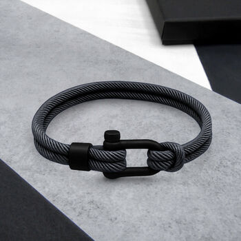 Men's Nautical Double Strand D Shackle And Rope Bracelet, 4 of 9