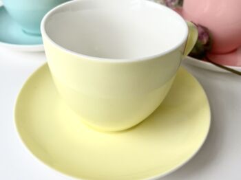 Four X Set Of Cups And Saucers Pastel Colours, 3 of 4