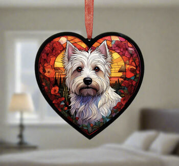 West Highland Terrier Stained Glass Effect Heart Suncatcher, 4 of 5