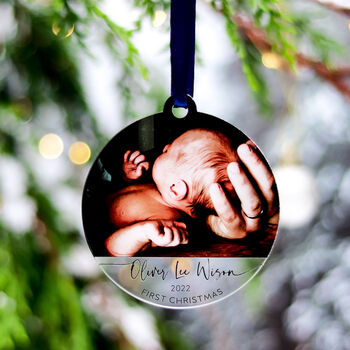 Baby's First Christmas Personalised Photo Ornament 2022, 7 of 9