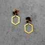 Brass Hexagon Earrings, thumbnail 3 of 4