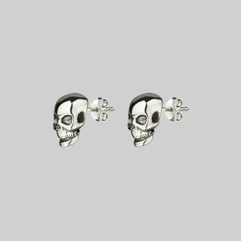 Tiny Skull Sterling Silver Stud Earrings, 5 of 5