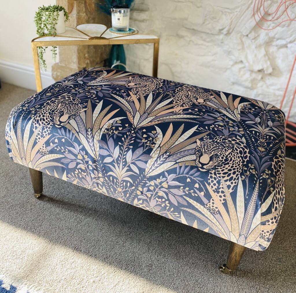 Upholstered Coffee Table/Footstool In William Morris Willow Bough Fabric