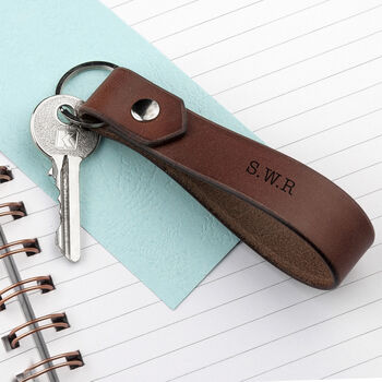 Personalised Luxury Brown Leather Keyring, 3 of 4