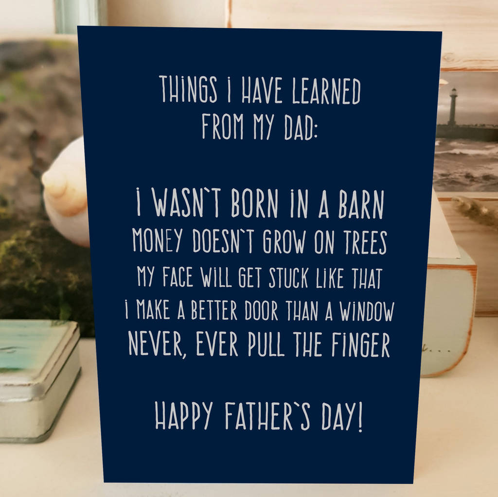 Dad Lessons Funny Fathers Day Card A5 By Giddy Kipper 
