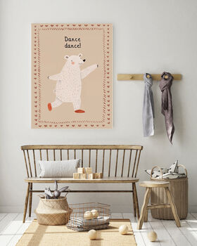 Dancing Bear Nursery Art Print, 2 of 4