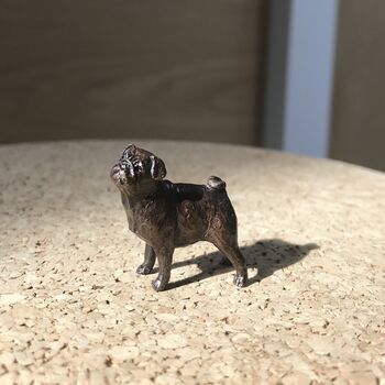 Miniature Bronze Pug Sculpture 8th Anniversary Gift, 6 of 11