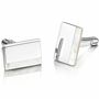 Solid Silver Oblong Cufflinks – Pearl | Groom's Party Wedding Gift, thumbnail 1 of 6