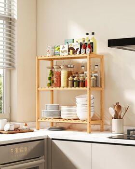 Three Tier Multipurpose Bamboo Rack Storage Shelf, 5 of 8