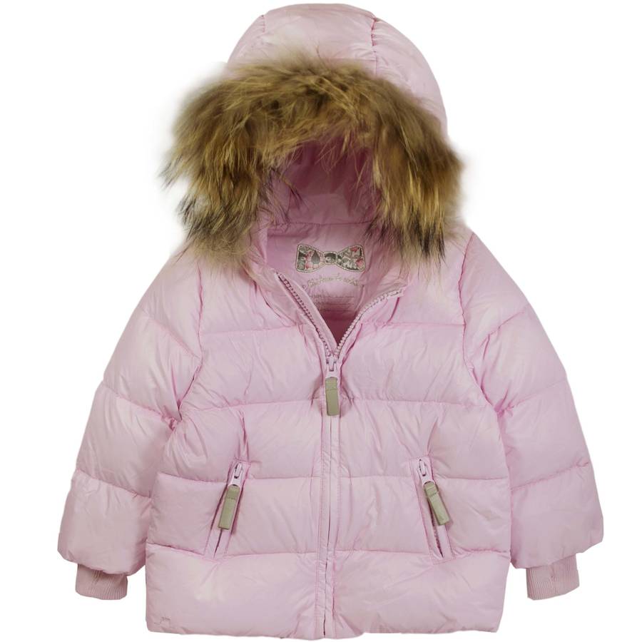 childrens french designer fur hooded down coat by chateau de sable ...
