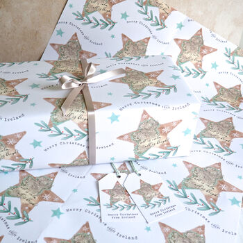 Vintage Star Ireland Christmas Wrapping Paper Pack, 3 of 6