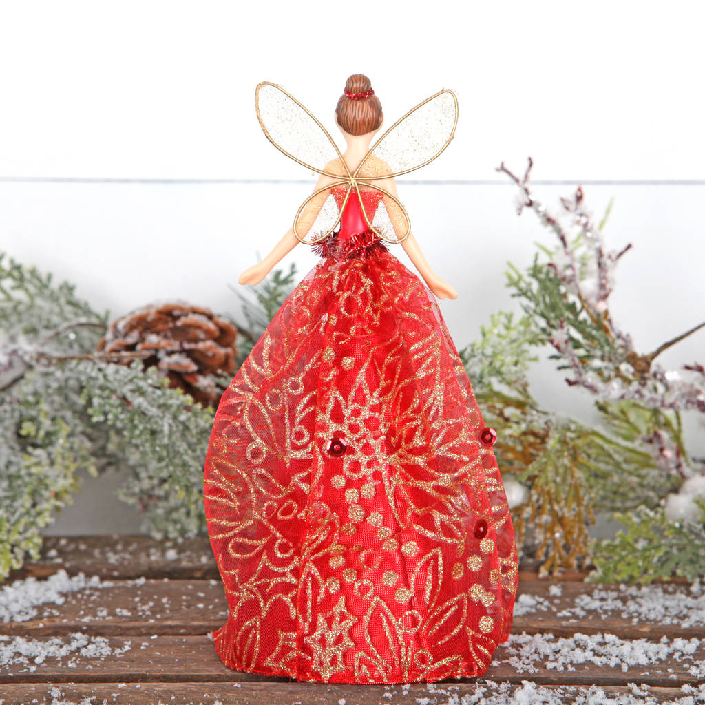 Angel Fairy Christmas Tree Topper, Red Or Gold By red berry apple