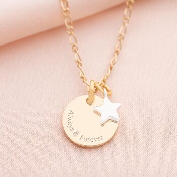 Disc And Charm Mixed Metal Personalised Name Necklace, 3 of 12