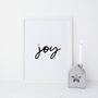 'Joy' Christmas Scandi Monochrome Print, thumbnail 2 of 4