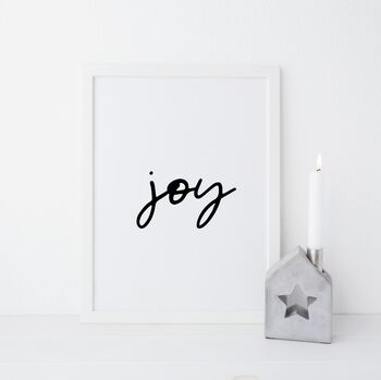 'Joy' Christmas Scandi Monochrome Print, 2 of 4