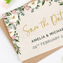 Floral Hoop Folded Save The Date, thumbnail 4 of 5