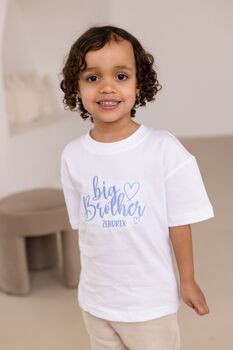Big/Little Sibling Personalised Embroidered T Shirt, 4 of 8