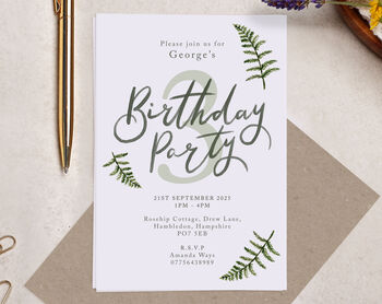 Personalised A6 Botanical Age Birthday Party Invitation, 3 of 3