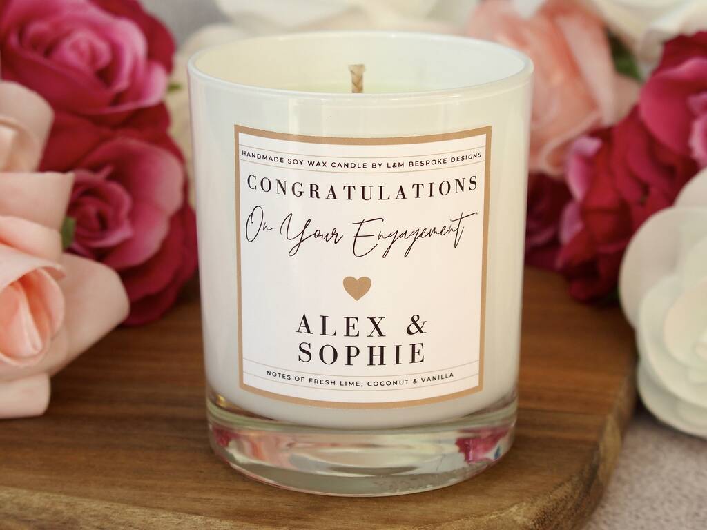 Engagement Gift, Personalised Engagement Candle By L&M Bespoke Designs