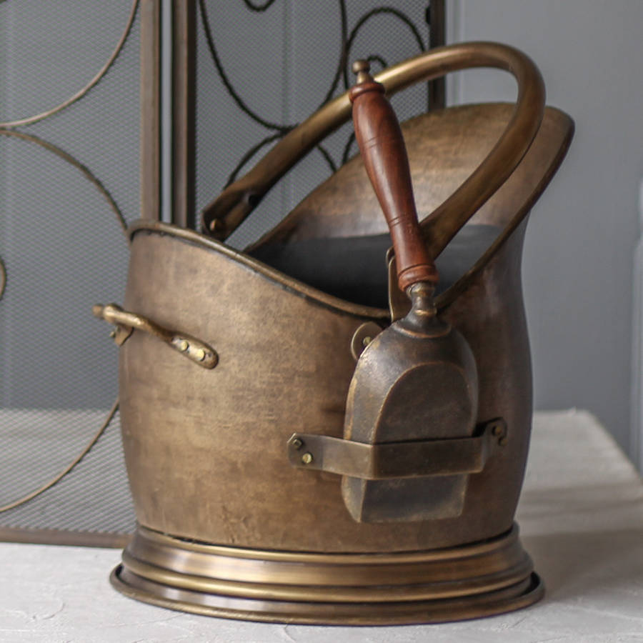 antique brass french coal bucket with shovel by dibor