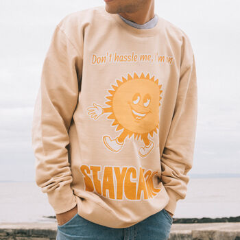Staycation Men's Slogan Sweatshirt With Sun Graphic, 4 of 4