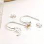 Sterling Silver Mismatched Moon And Star Hoop Earrings, thumbnail 3 of 7