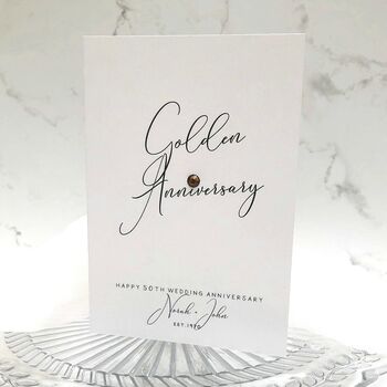 50th Golden Jewel Personalised Anniversary Card, 4 of 6