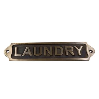 Solid Brass Laundry Plaque With Antique Finish, 3 of 11