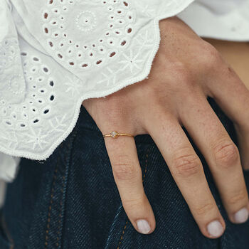 Delicate Rose Quartz Stacking Ring, 7 of 10
