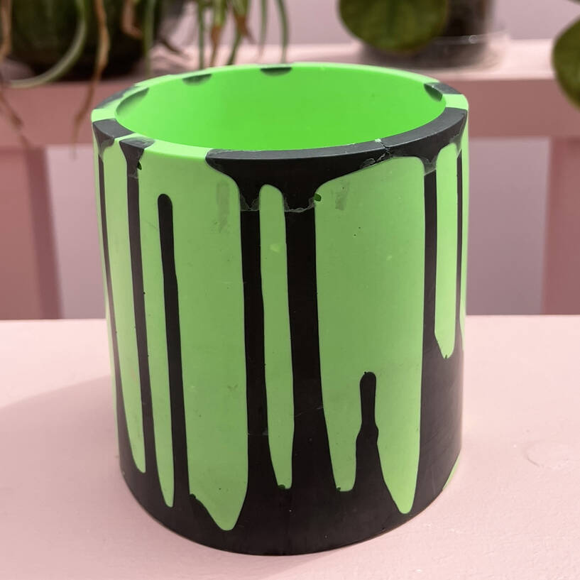 Graffiti Round Decorative Pot Green And Black, 1 of 5